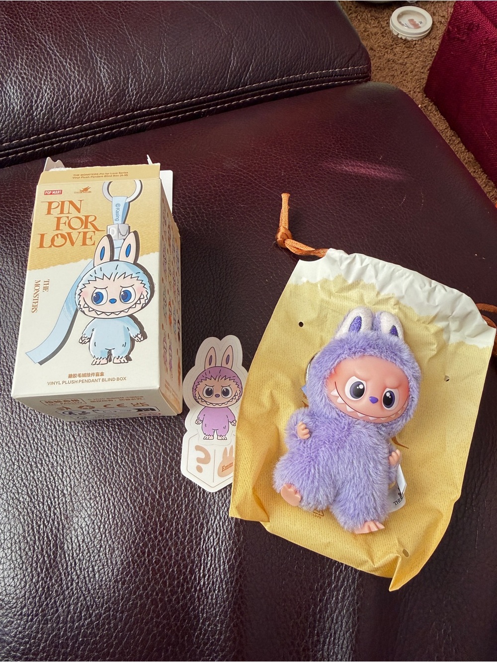 POP MART Labubu V4 The Monsters Pin For Love Alphabet Plush Pendant - Letter ?
